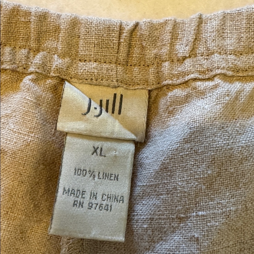 J Jill 100% Linen Natural Elastic Waist Pull On Pants Pockets SizeXL - Picture 2 of 7